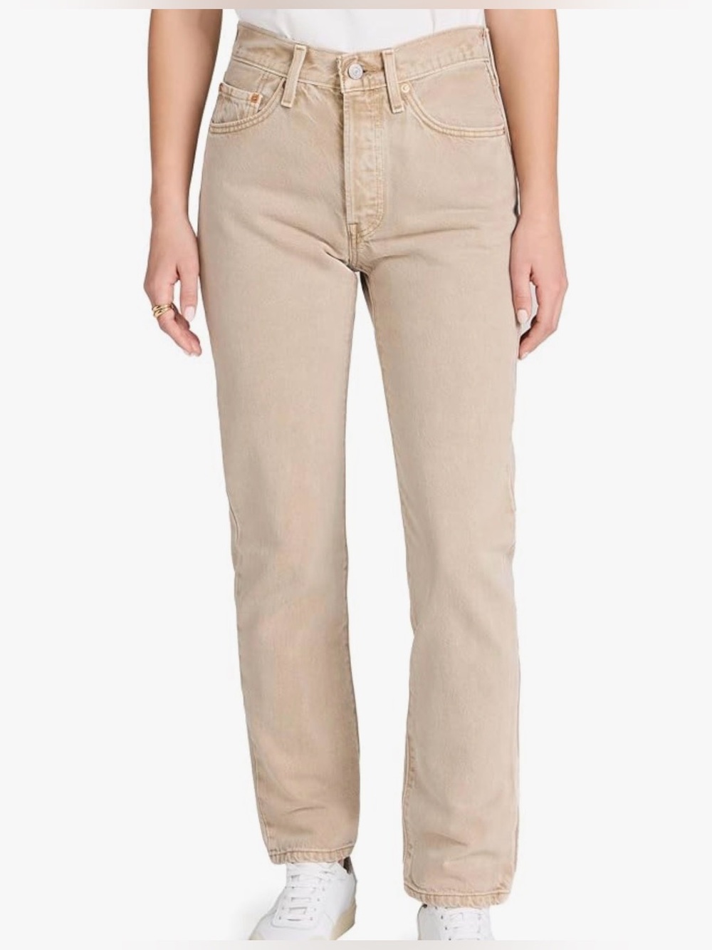 Levi’s 501 original button fly high rise straight leg jeans beige size 26 x 30